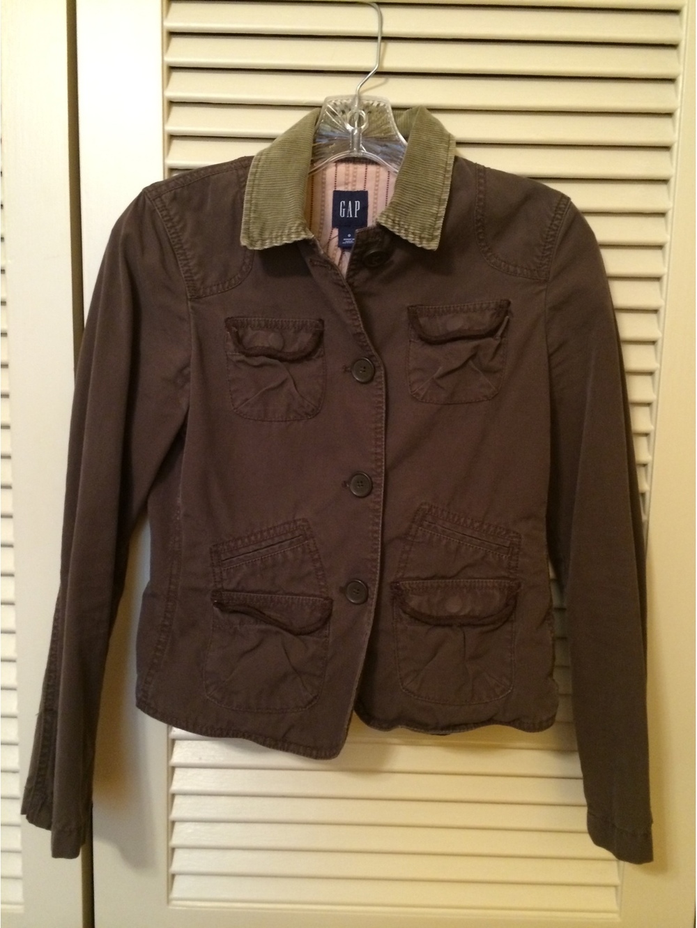 Vintage 2005 GAP Y2K Brown Utility Jacket Corduroy Collar Size 0